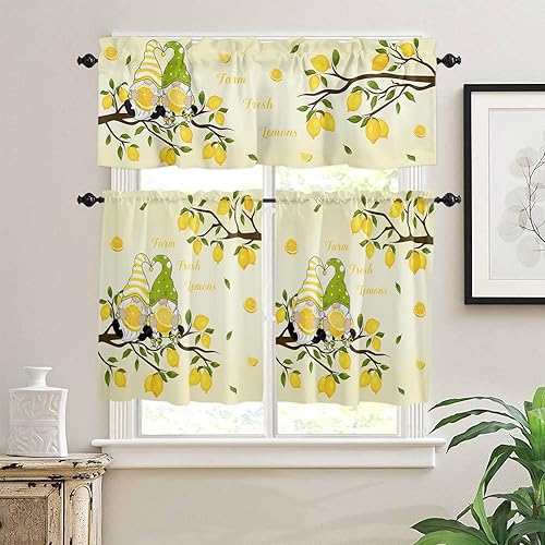 Miniatura 7 de Valentines Kitchen Curtains and Valances Set Red Love Heart Tree Gnomes Kitchen Curtains Set Rod Pocket Tier Curtains 36 Inch Romantic Pink