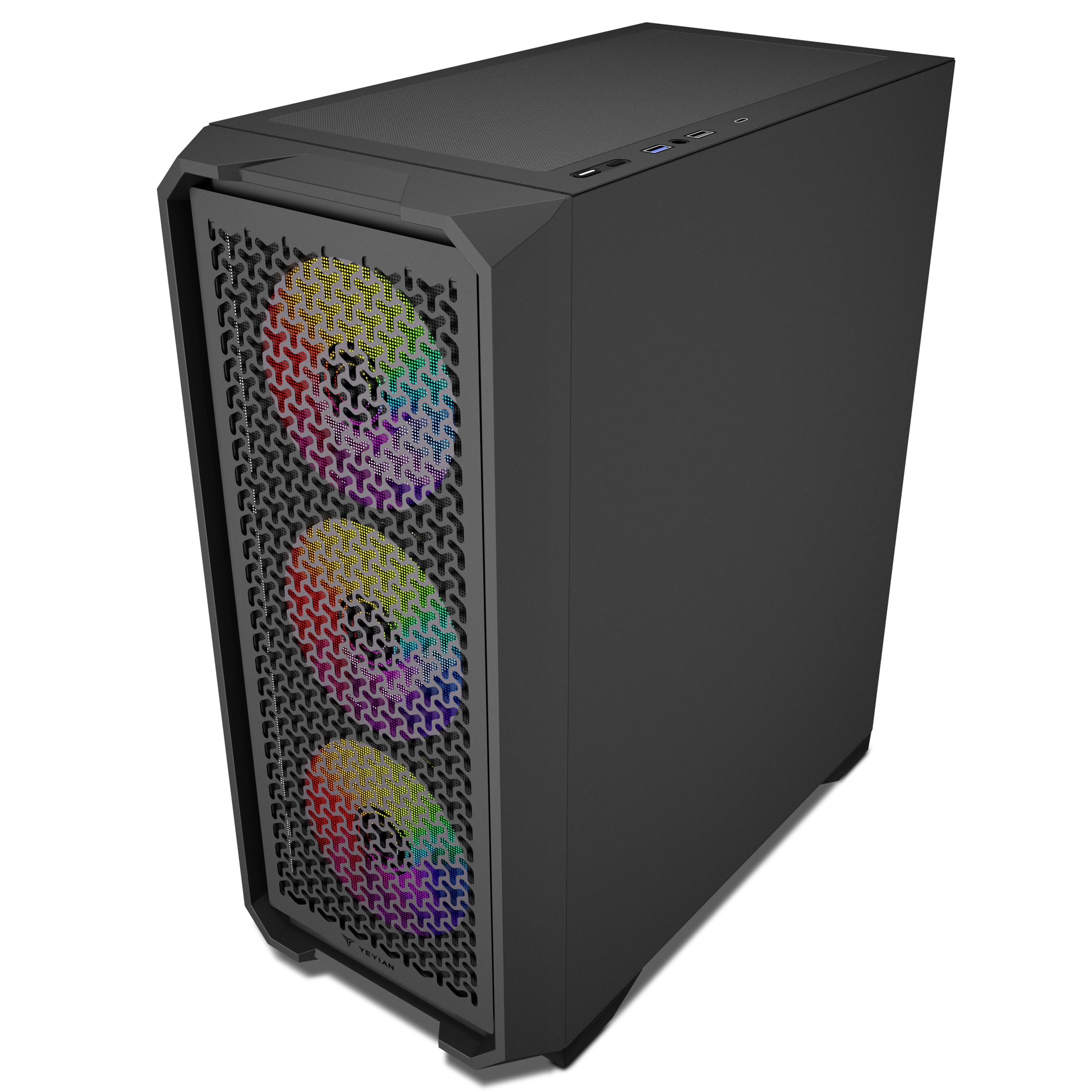 Caja PC Gaming ATX Yeyian Vault – Torre ATX, Panel Cristal Templado, 4 Ventiladores Incluidos, Soporte GPU 320 mm y Radiador 360 mm – Negro