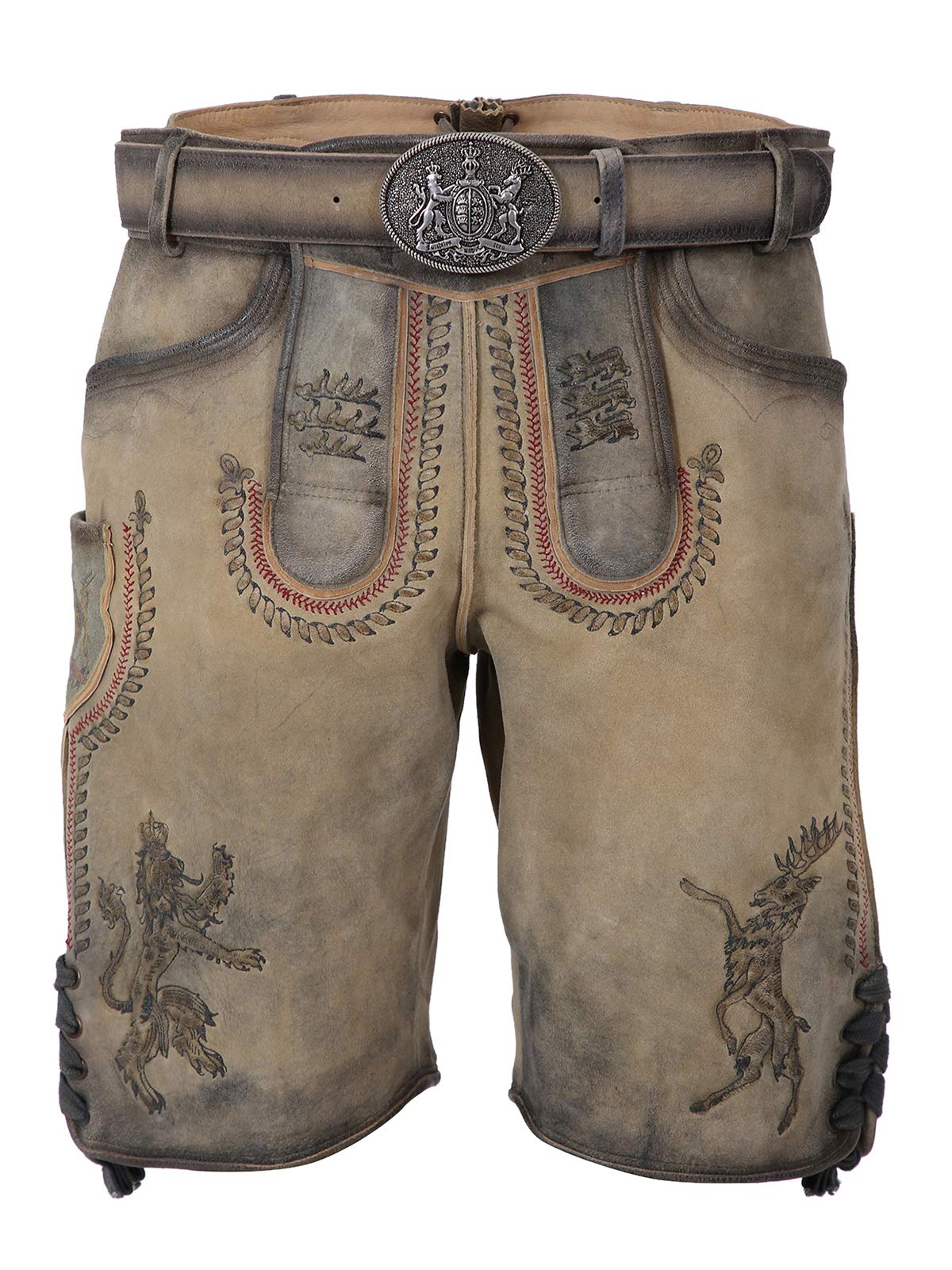 Krüger Herren Trachten Lederhose kurz, Modell: Furchtlos und Treu 3, Knielang, Tracht, Volksfest