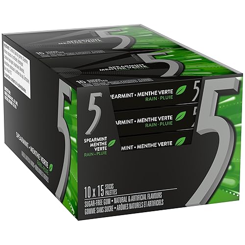 Vista 2 de Wrigley 5 Rain-Tingling Menta verde, 10 unidades / 150 palos en total
