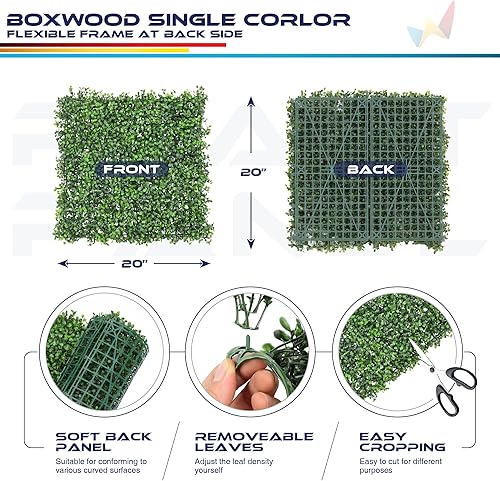Miniatura 53 de Windscreen4less 6 paneles artificiales de boj de 20 x 20 pulgadas, seto topiario, plantas, hierba, pantalla de privacidad para exteriores, Boj