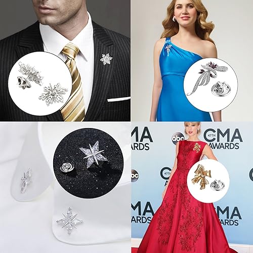 Miniatura 5 de Paquete de 100 embragues de mariposa con pines en blanco de 0.394 pulgadas, tachuelas de corbata doradas CBTONE con parte trasera de embrague para