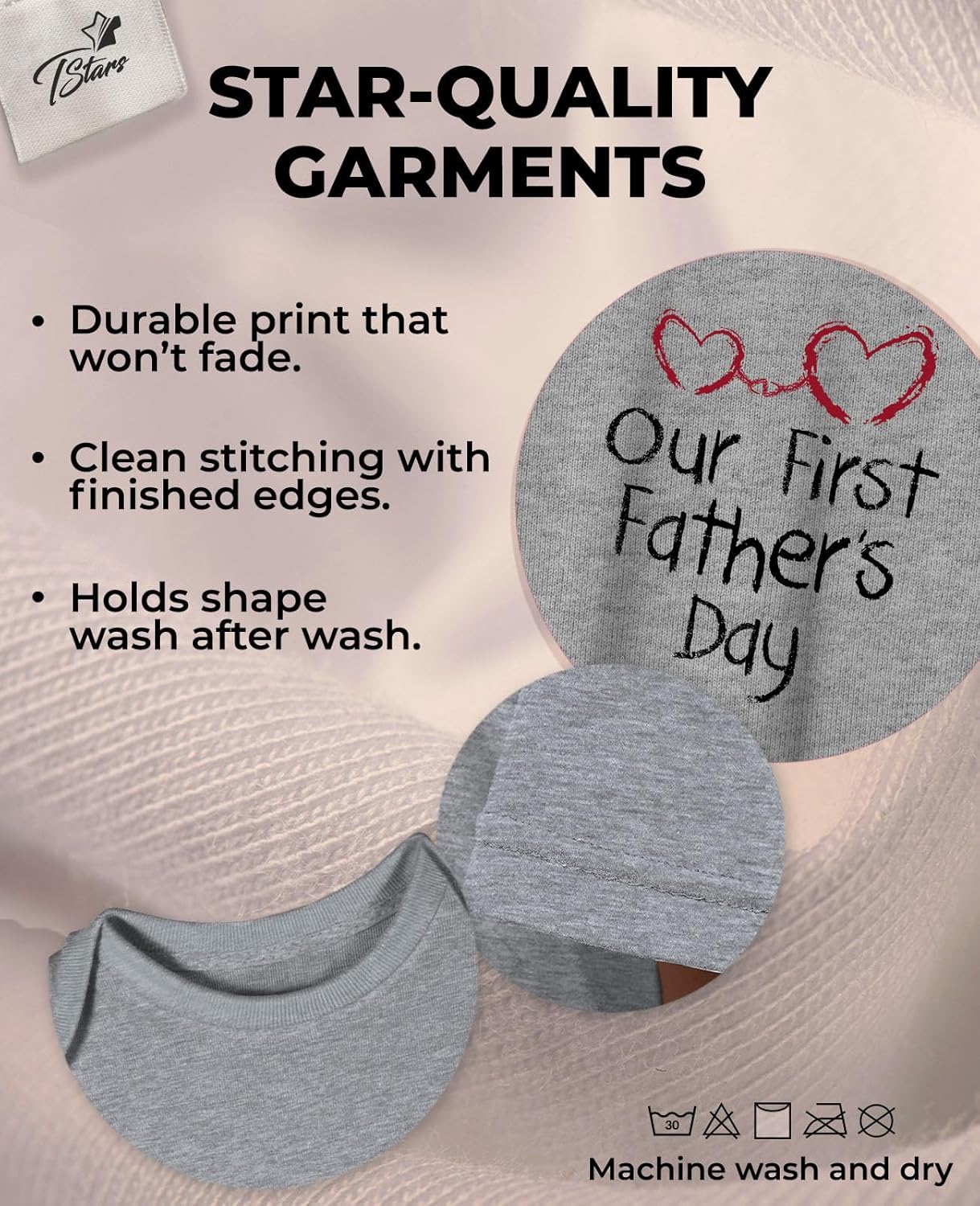 Tstars Our First Father's Day Dad and Baby Matching Shirts - New Dad Gift Set with Men's Tee and Infant Bodysuit