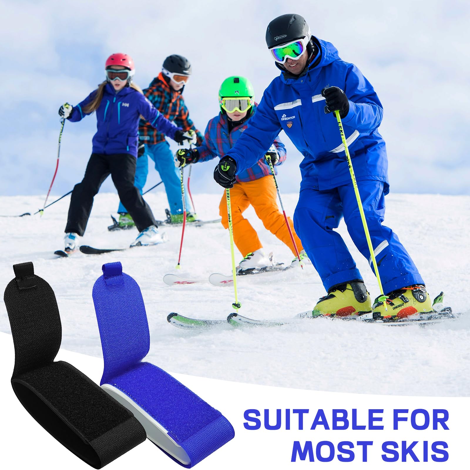 6 Pièces Sangle de Ski, Ski à Sangle de Transport Réglable, Bande de Fixation Nylon, Ajustable Skis Attaches pour Snowboard, L'alpinisme, en Plein Air
