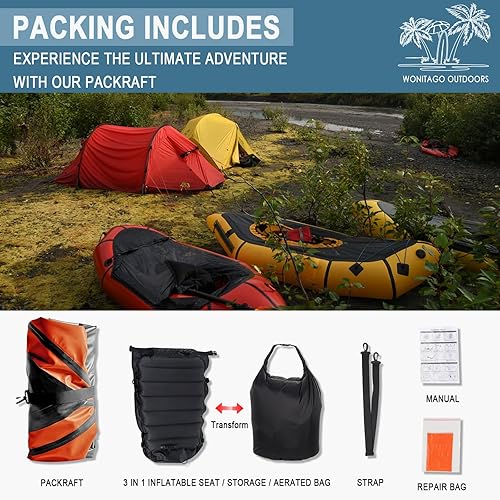 Miniatura 6 de WONITAGO Packraft - Kayak inflable de viaje de TPU con asiento suave y ligero, para rafting de agua planaderiva de bicicletasbote de agua litewater,