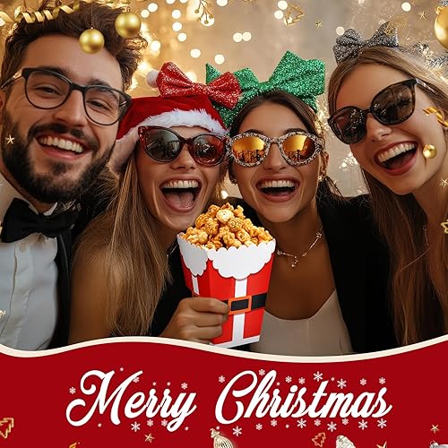 Miniatura 6 de Baderke 24 cajas de palomitas de maíz de Navidad, mini caja de dulces de Navidad, caja de golosinas de galletas, muñeco de nieve, Papá Noel, copo de