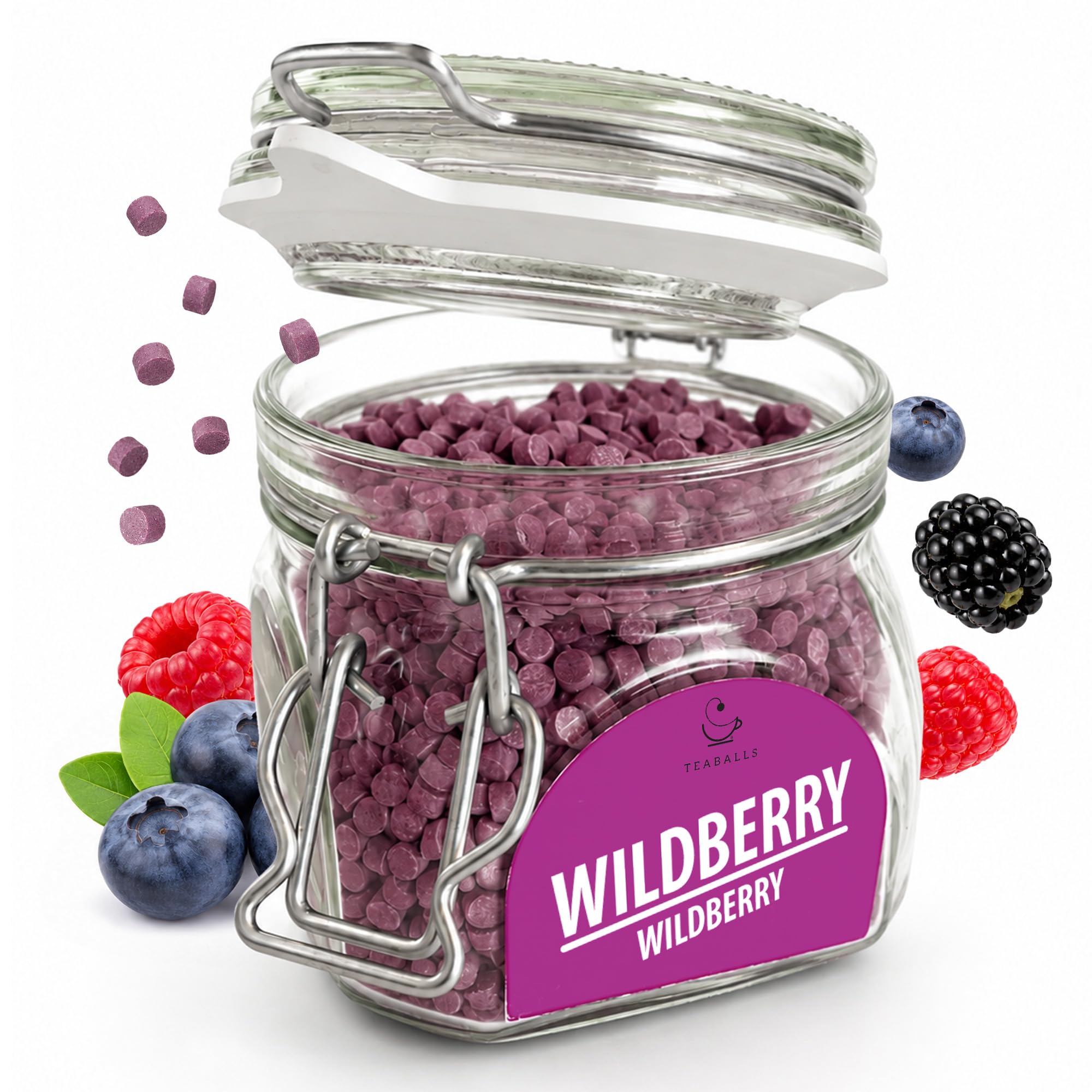 TEABALLS Wildberry Instanttee Tabs 500g - zuckerfrei, vegan - Vorratspack | 500G VORRATSPACKUNG: TEABALLS Wildberry Instanttee Tabs - bis zu 1330 Tassen, ideal für regelmäßige Teetrinker.