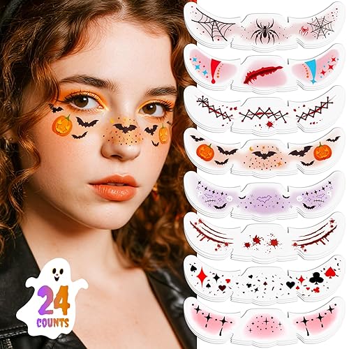 24pcs Halloween Freckles Makeup Patches Face Glitter Speckles, Costumes for
