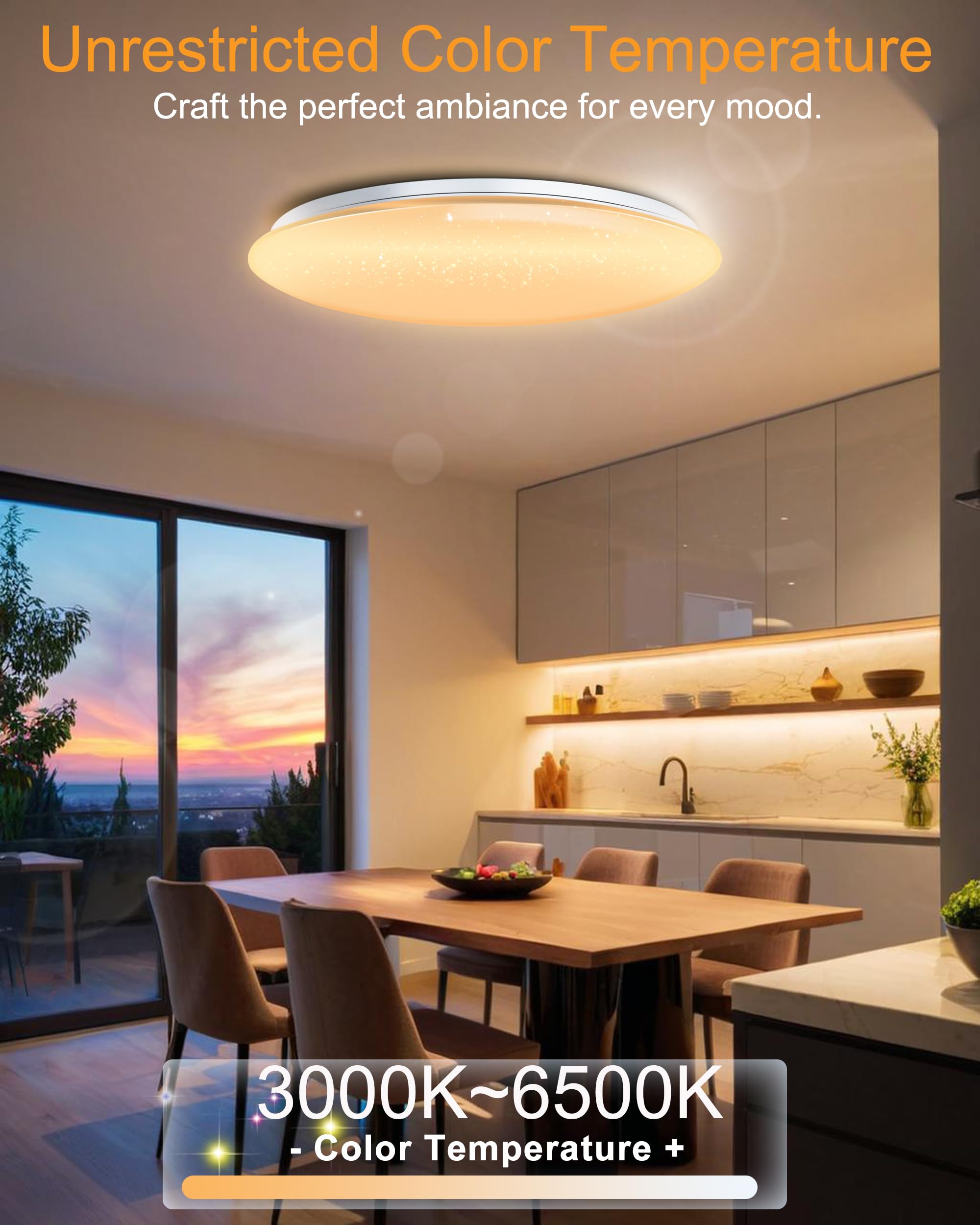 LED Plafoniere da 40cm 45W Compatibili con Alexa Altoparlante Bluetooth Integrato Luci dimmerabili e temperatura di colore regolabile Illuminazione ambientale RGB Telecomando incluso