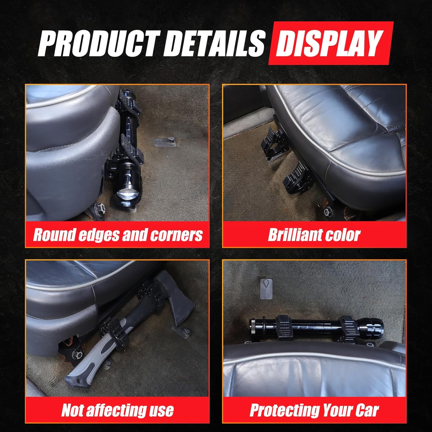 Under Seat Flashlight Storage Bracket Compatible with Hummer H3 2005-2009 Accessories, Aluminum Passenger Side Underseat Flashlight Holder