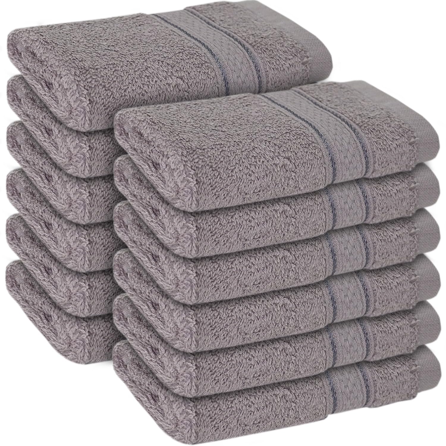 ZZZMRH Premium Face Cloth set(30x30cm) 100% Cotton Face Flannels Pack of 12,Highly absorbent and Soft Feel Wash cloth(Silver)