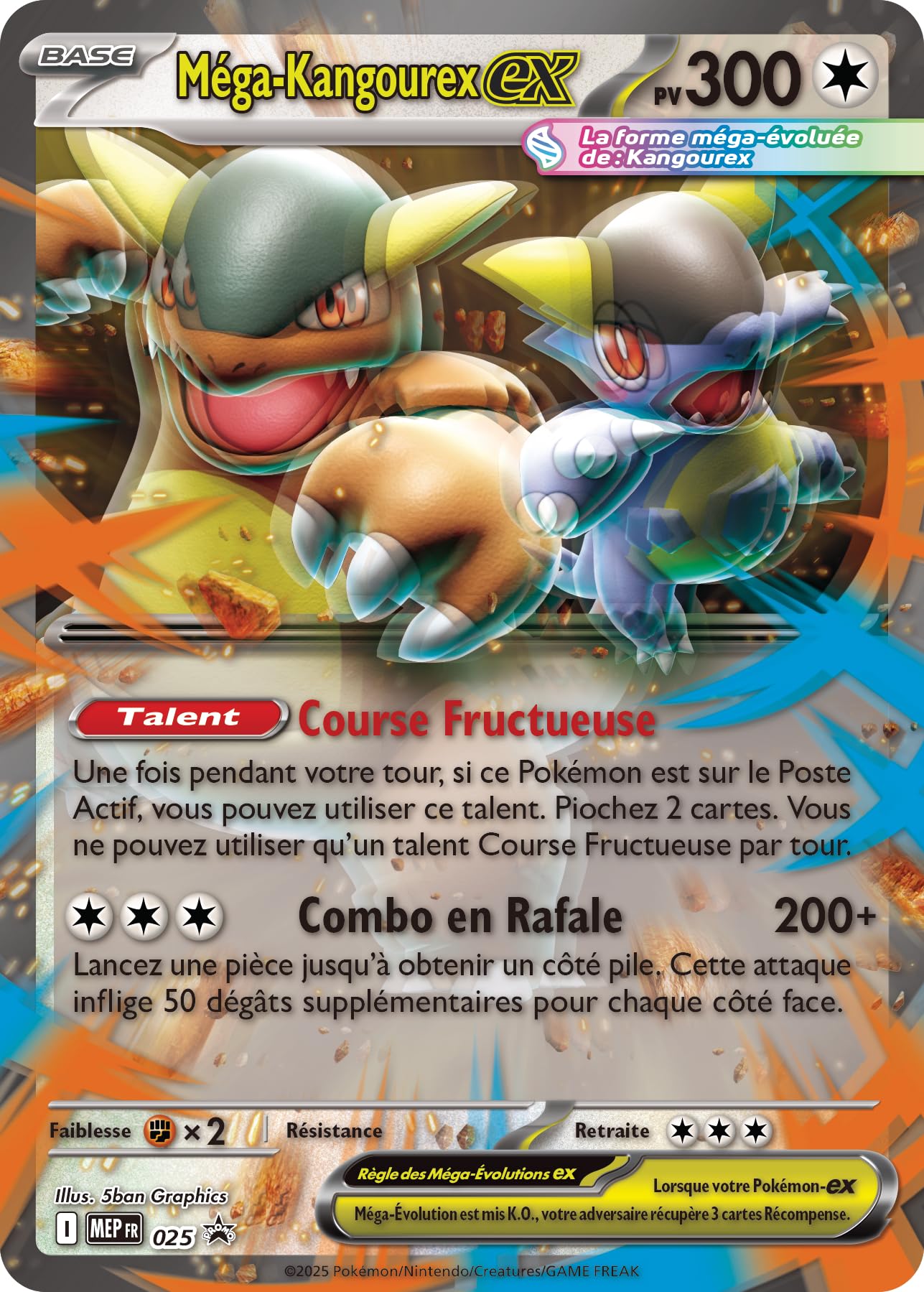 Pokémon : Coffret Méga-Kangourex-ex (1 Carte Promo Brillante, 1 Carte Promo Grand Format lenticulaire et 4 boosters) du JCC Pokémon