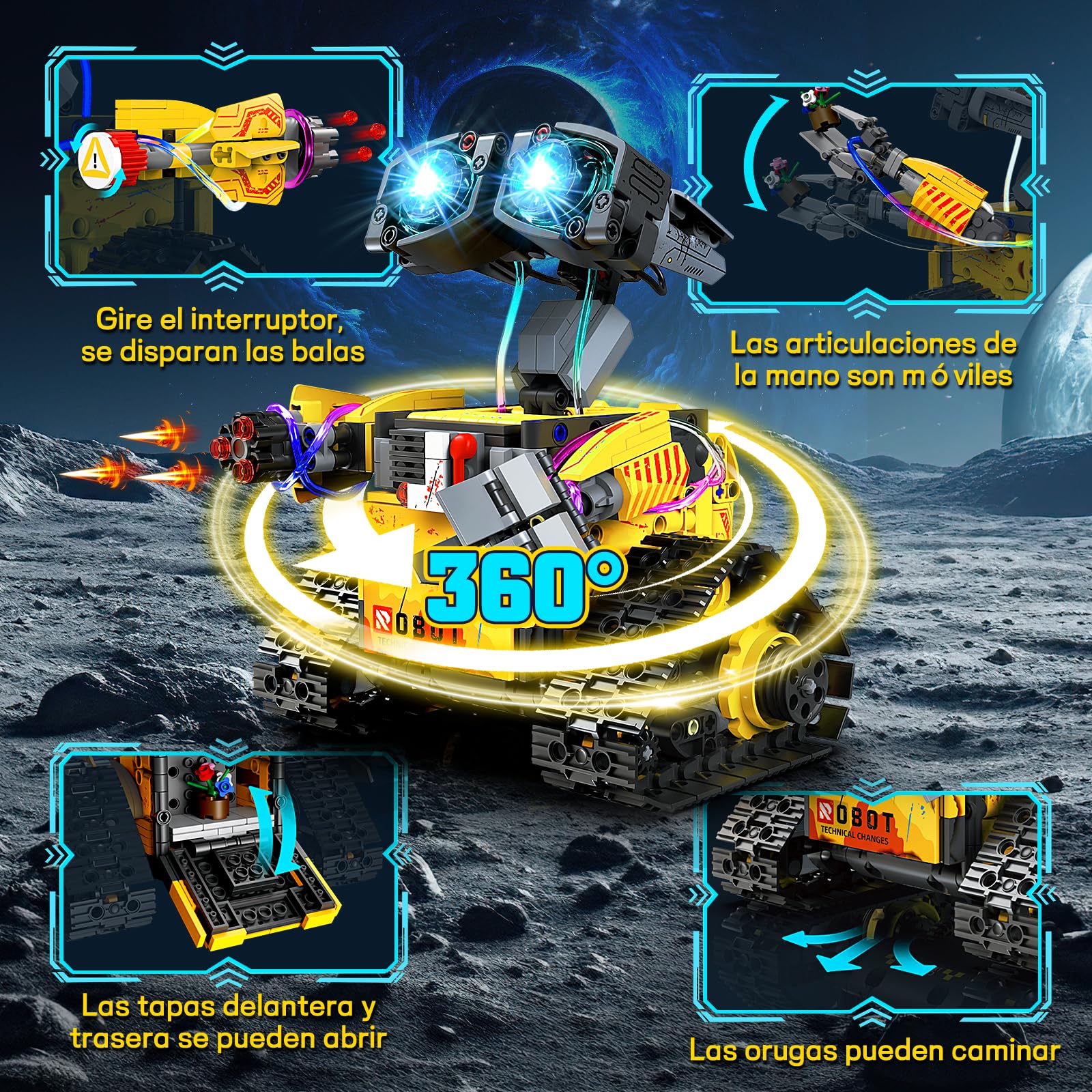 YOOHBERRYS Technic Robot para Niños, 5 en 1 Juego de Construcción de Robot Programable con App y Mando a Distancia, Regalo Creativo Educativo para Niños Y Niñas De 8+ Años (Amarillo)
