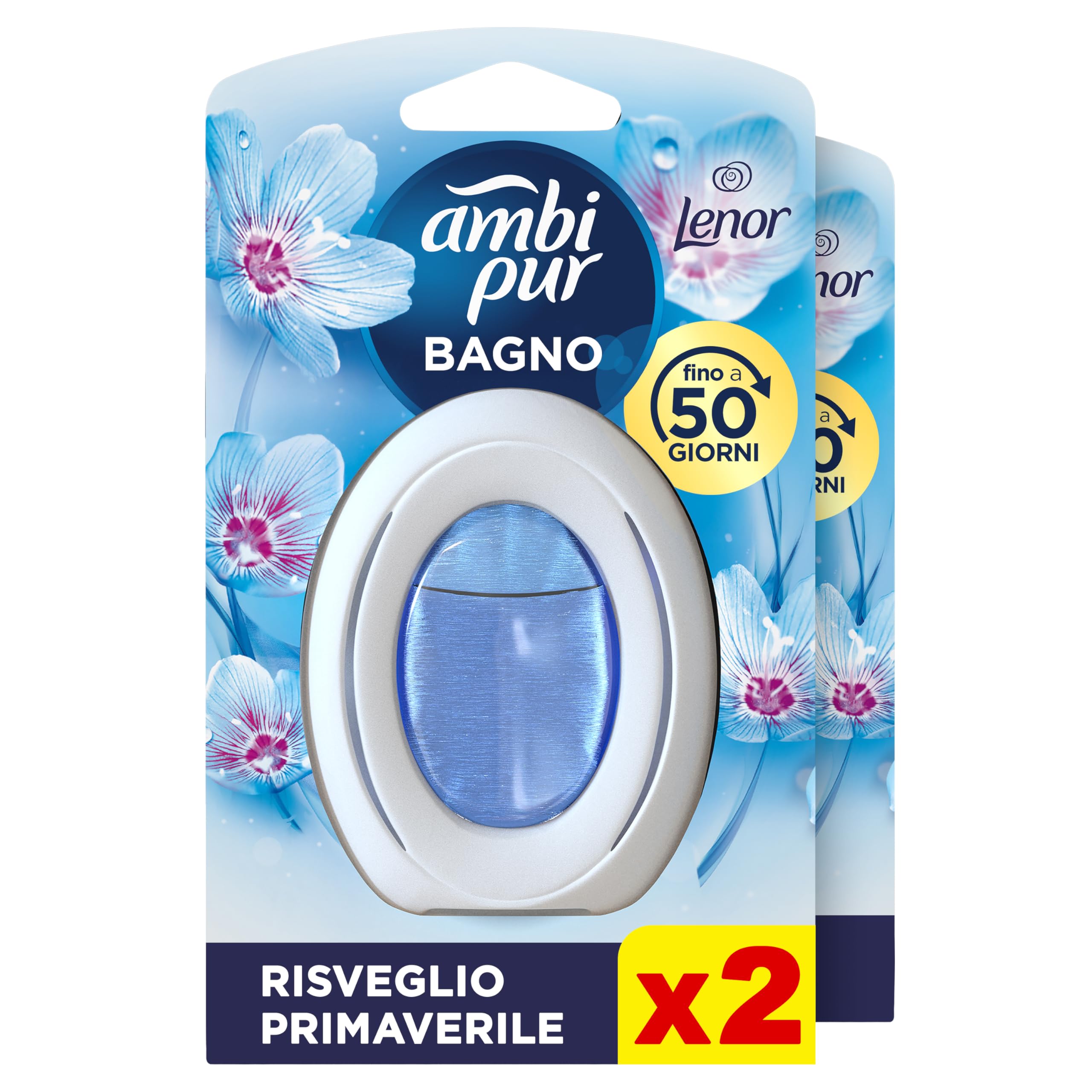 Ambi Pur Bagno Profumatore per Ambienti ad Azione Continua, 2 pezzi, Lenor Risveglio Primaverile, Eliminazione e Prevenzione degli Odori, fino a 50 giorni di Profumo (Confezione da 10)