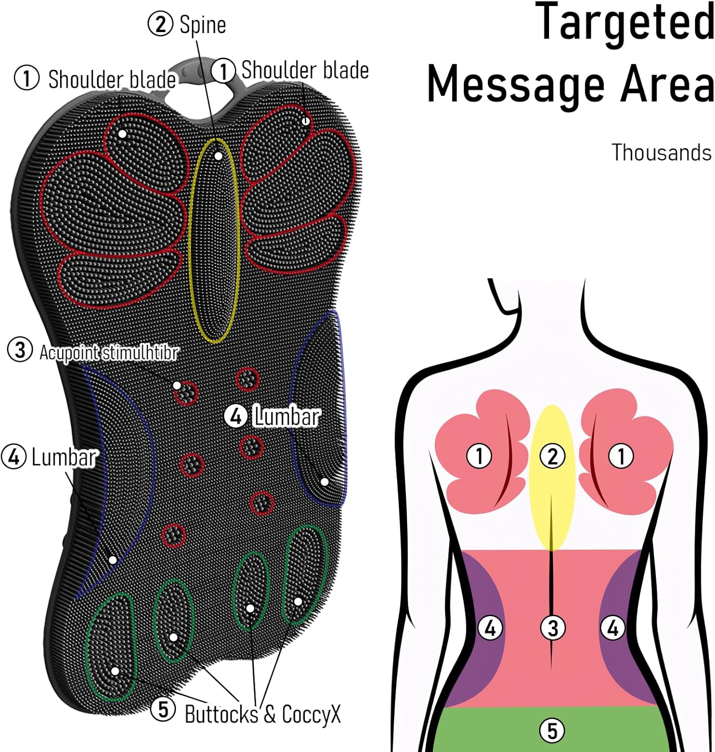 Back Scrubber Shower Bathtub Tub Body Bath Cushion Back Lumbar Support - Silicone Ergonomic Extra Large Thick Soft Seat Paded Non-Slip Suction Cups Relaxing Spa Exfloating Scrubber Mat Black