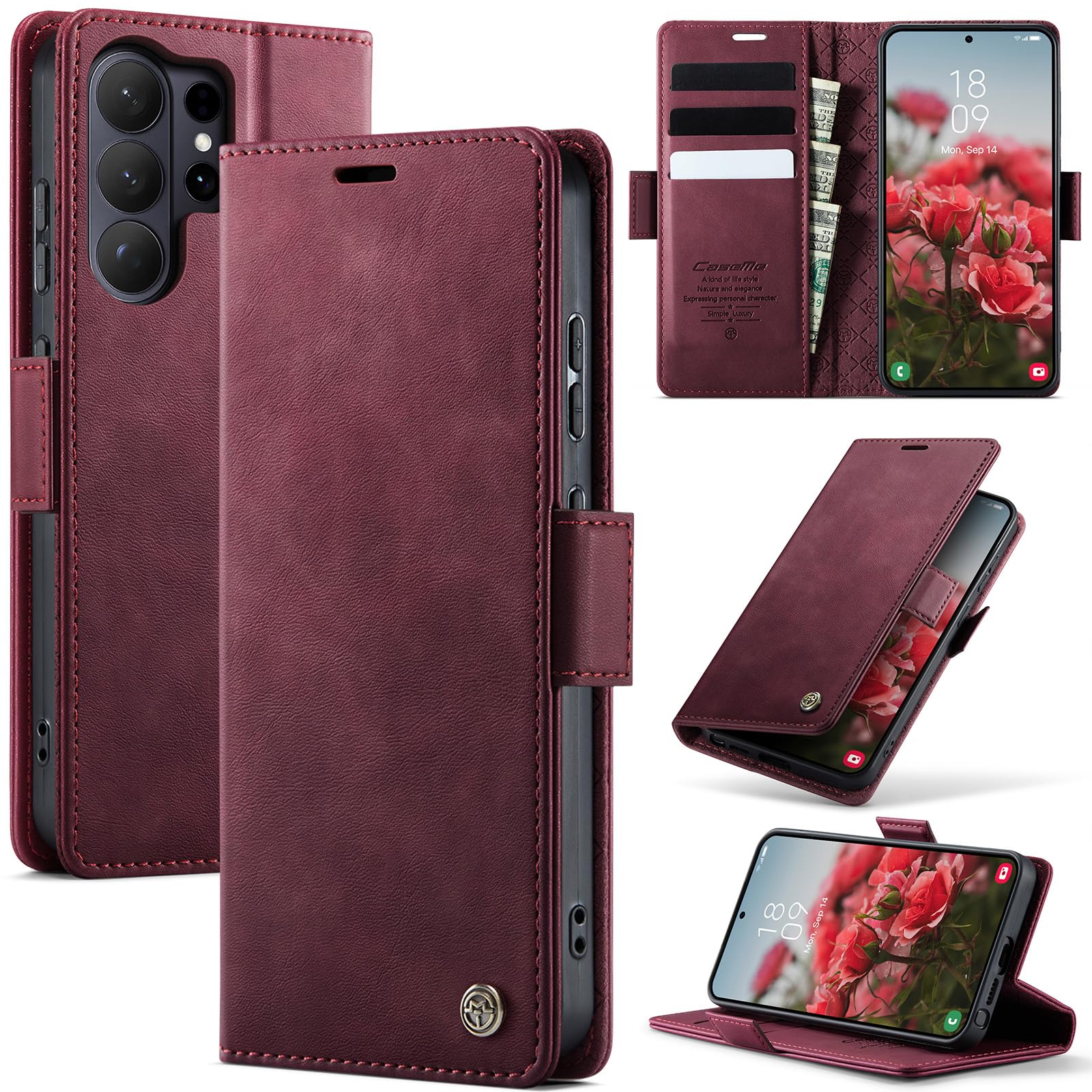 Lonjanfon Handyhülle, hülle klapphülle[Premium Hochwertig Lederhulle][RFID Blockierung][Ständer Funktion][Kartenfach] Schutzhulle Magnet Klappbar Flip Case Tasche