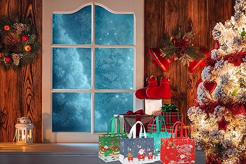 Miniatura 5 de Hying 12 bolsas grandes de Navidad, reutilizables, no tejidas, para decoración de fiestas de Navidad