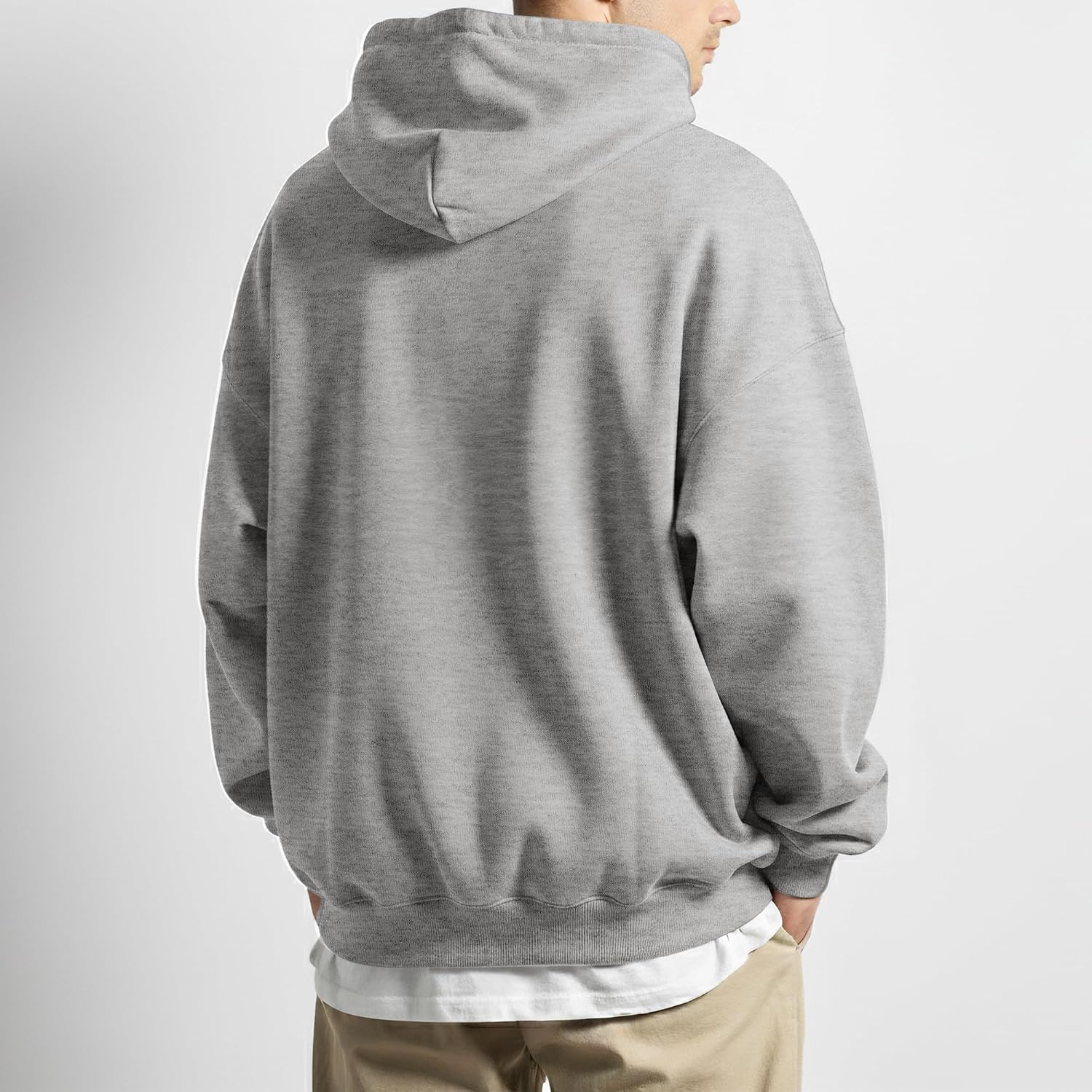 Ohoo Men's Loose Fit Pullover Hoodie Lightweight Long Sleeve Sweatshirt with Brushed Fleece Soft Lining