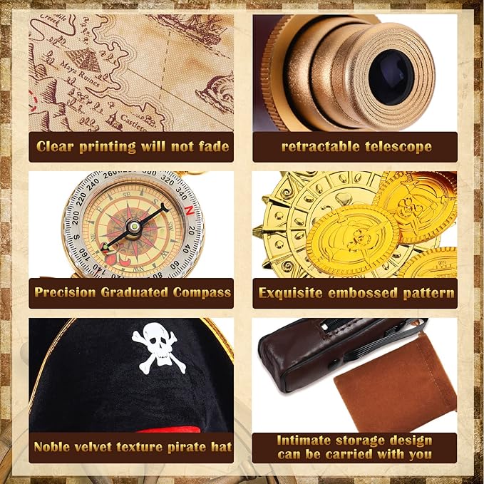 Telescopio Monocular Pirata con Accesorios y Mapa del Tesoro miniatura 4