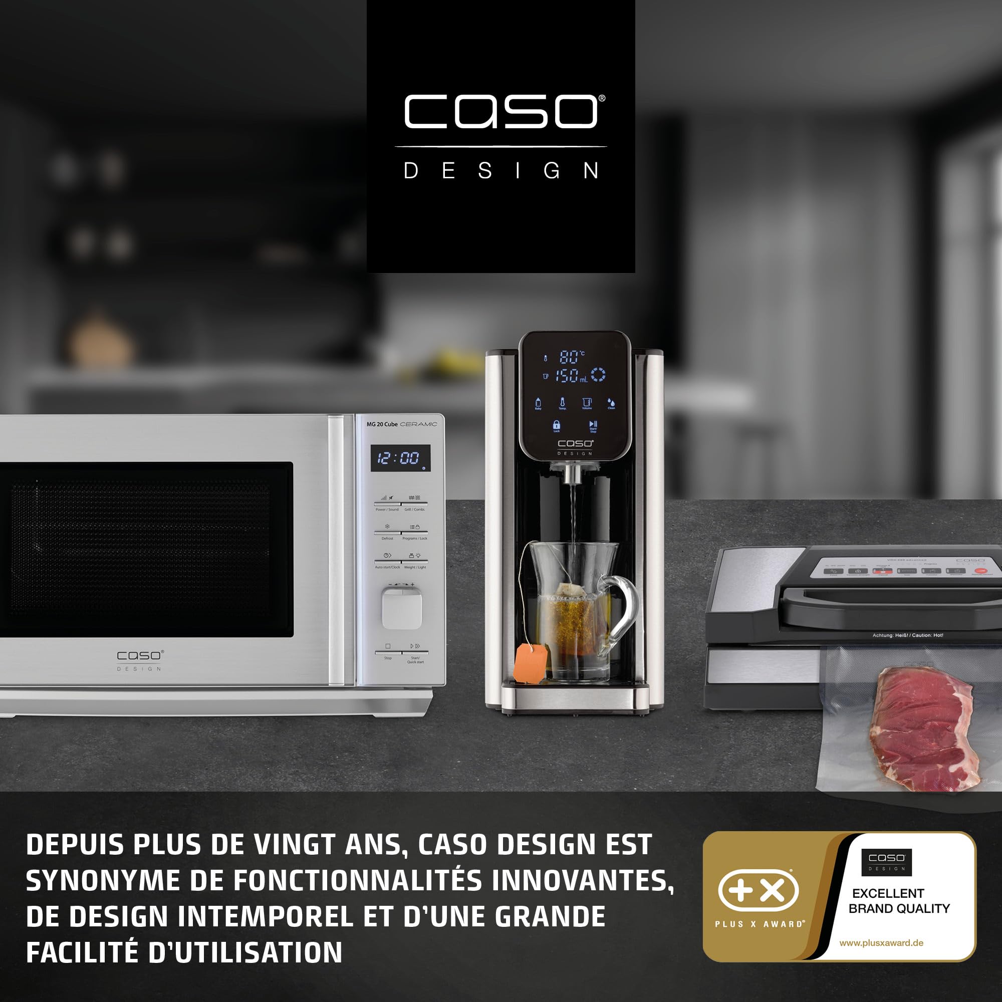 Caso 2930 cm 1300 Design Crêpes maker avec surface de cuisson Extra Large, diamètre 33 cm, 1300 W, Noir, Argent