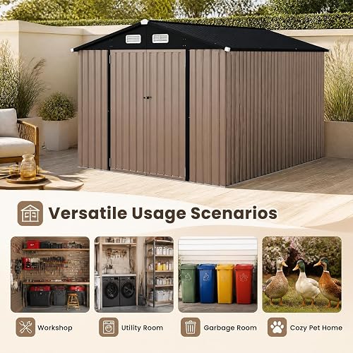 HOMASIS Abri de Jardin Métal Exterieur Renforcé, 3.5x2.2x2m, Gris Foncé - 8