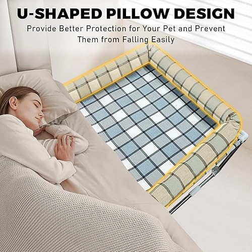 Miniatura 4 de Bedside Cosleeper - Cama para perros con extensión de almohada unida a la cama humana, percha elevada para ventana para mascotas (34 x 26 x 20