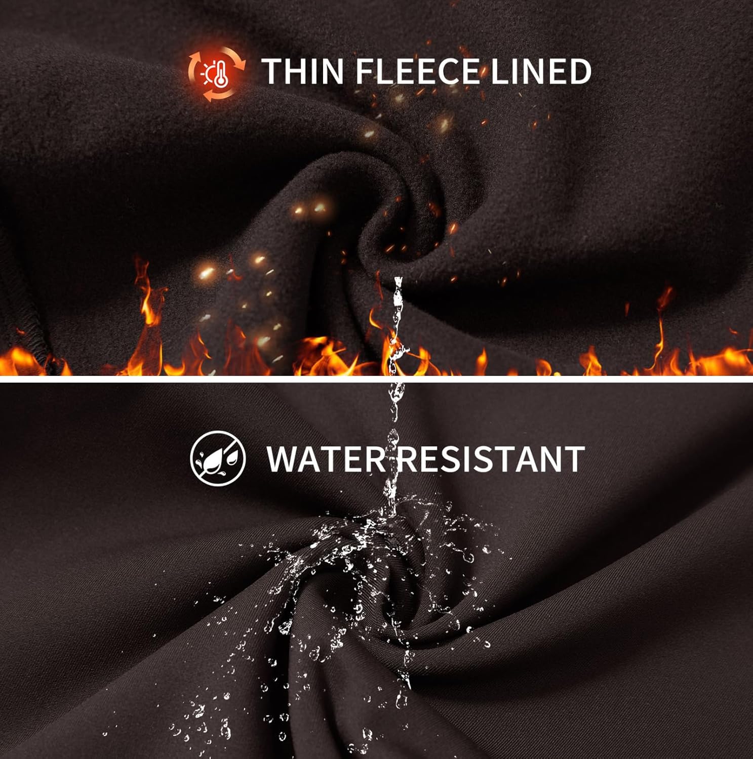 M MAELREG Golf Fleece Lined Pants Men Lightweight Water-Resistant Casual Flat Front Workout Hiking Winter Dress Pants for Men