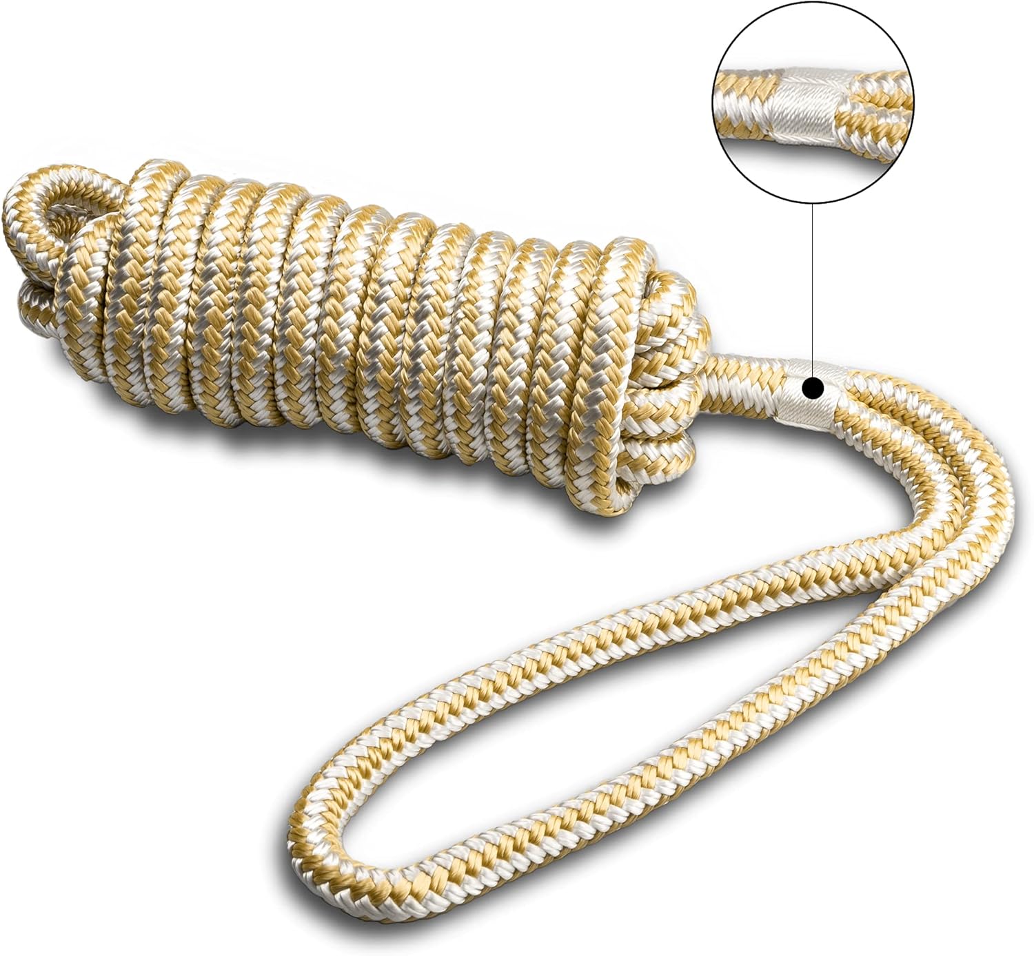 ACY Marine- Double Braided Nylon Dock Line - Boat Rope - Marine and Pontoon Accessories - Braided, Reinforced Boat Ropes and Ties for Docking - Stretch Resistant with 12” Spliced Loop for Mooring : Sports & Outdoors