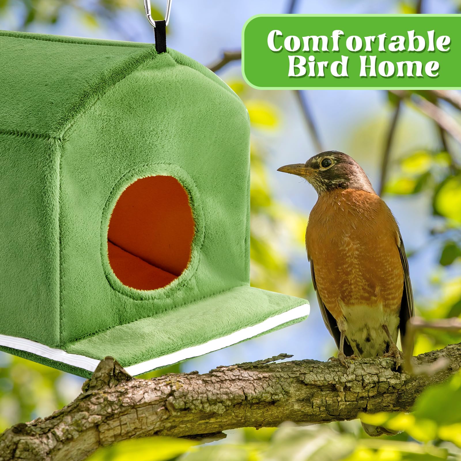 Spiareal 2 piezas de invierno cálido nido de pájaros casa de felpa cama de pájaros para jaula dormir hamaca periquito cama cobertizo cabaña jaula para loro, cacatúas, periquitos, accesorios de