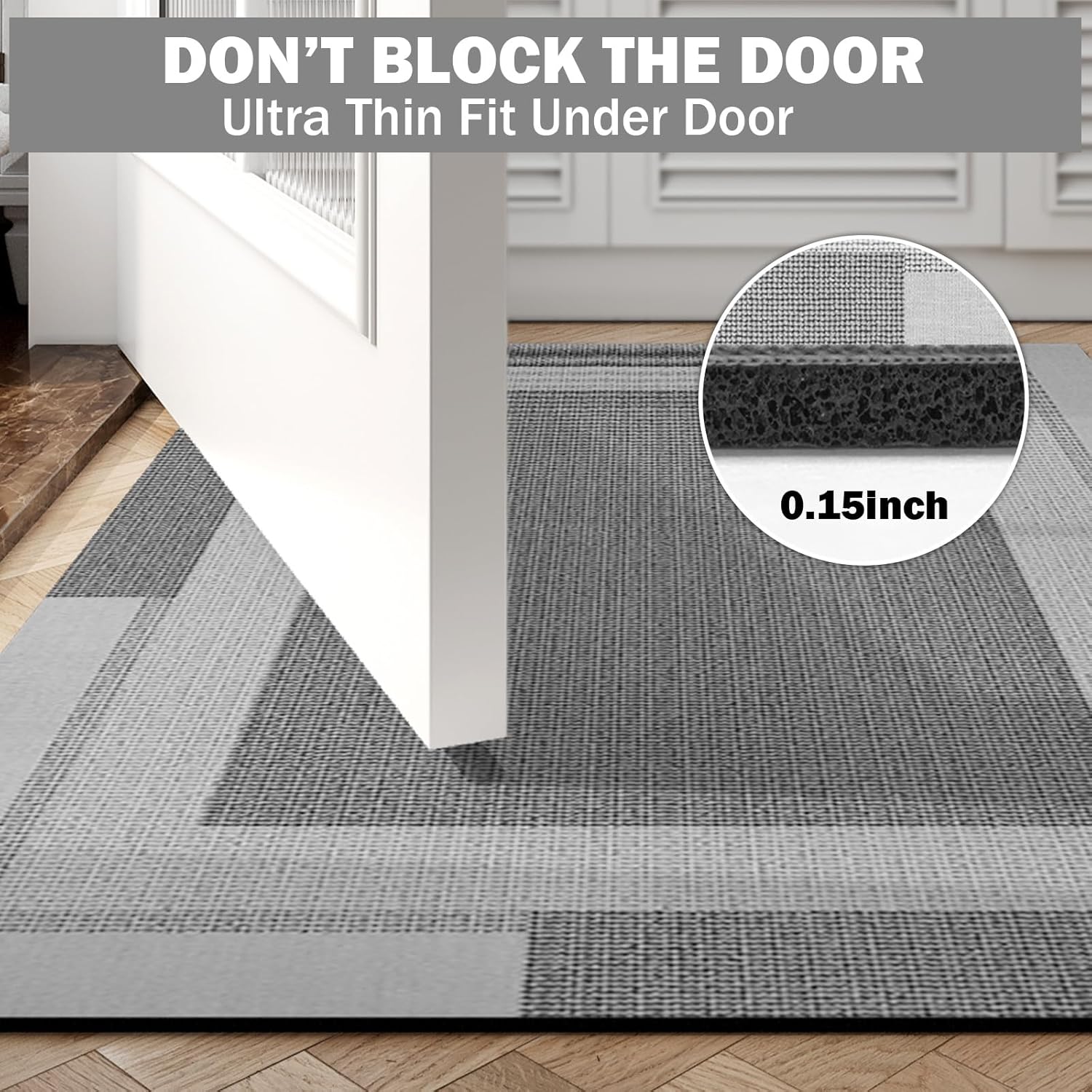 Non Slip Bath Mat, Rubber Backing Ultra Thin Bathroom Rugs Fit Under Door Quick Dry Super Absorbent Washable Bath Rug Shower Mat for Bathroom Floor Bathtub Shower Sink, Easy Care Gray 16"x 24" - Image 4