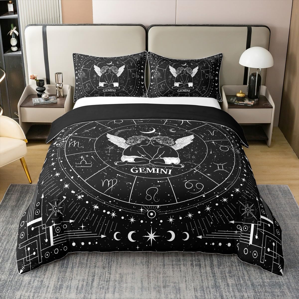 Feelyou Zodiac Bedding 100% Cotton Duvet Cover Set Full Size Twelve Constellations Bedding Set Decor Taurus Comforter Cover Set Astrology Bedspread Cover Horoscope Bedroom Bedclothes,No Comforter