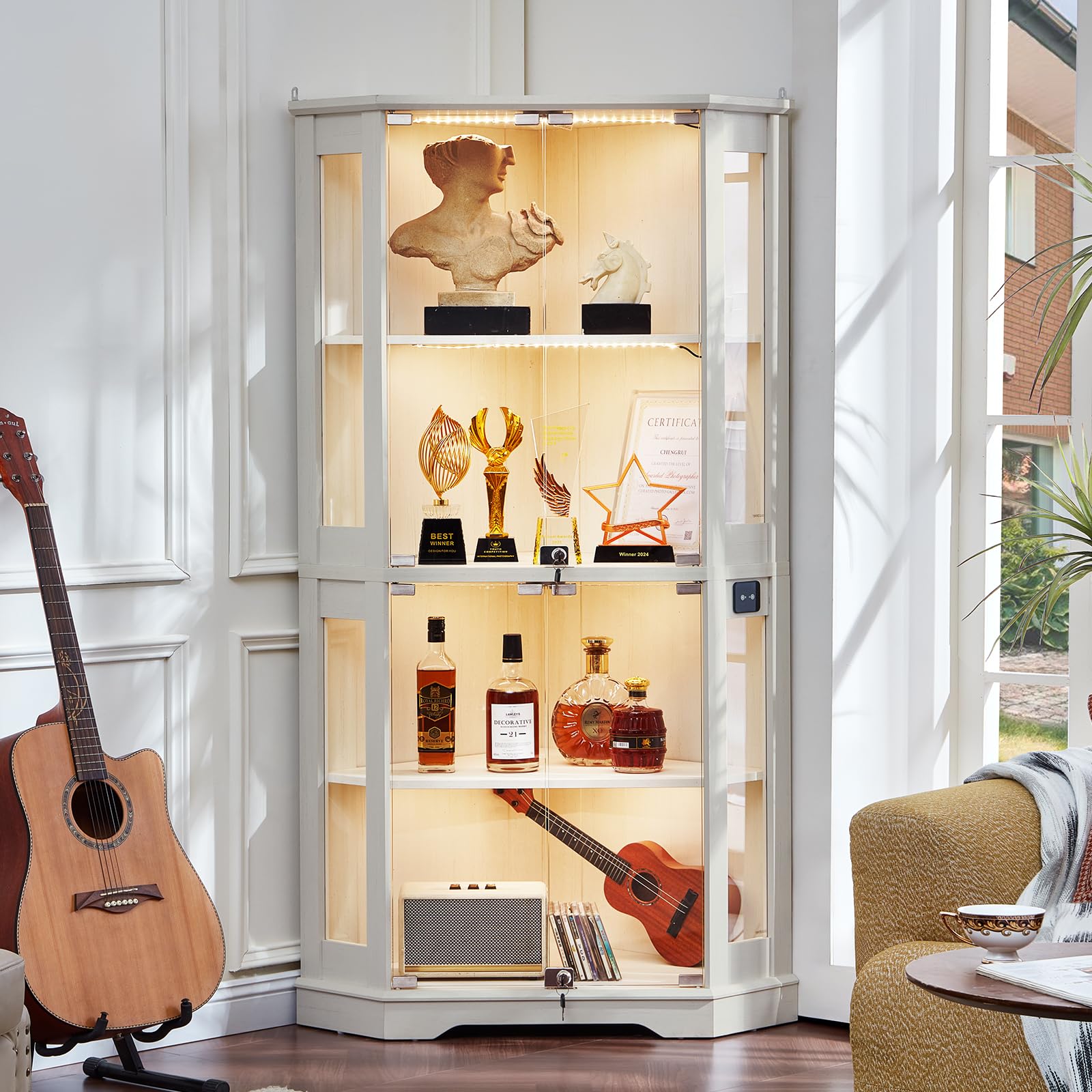 Amazon.com: LELELINKY Farmhouse Corner Display Cabinet with Glass