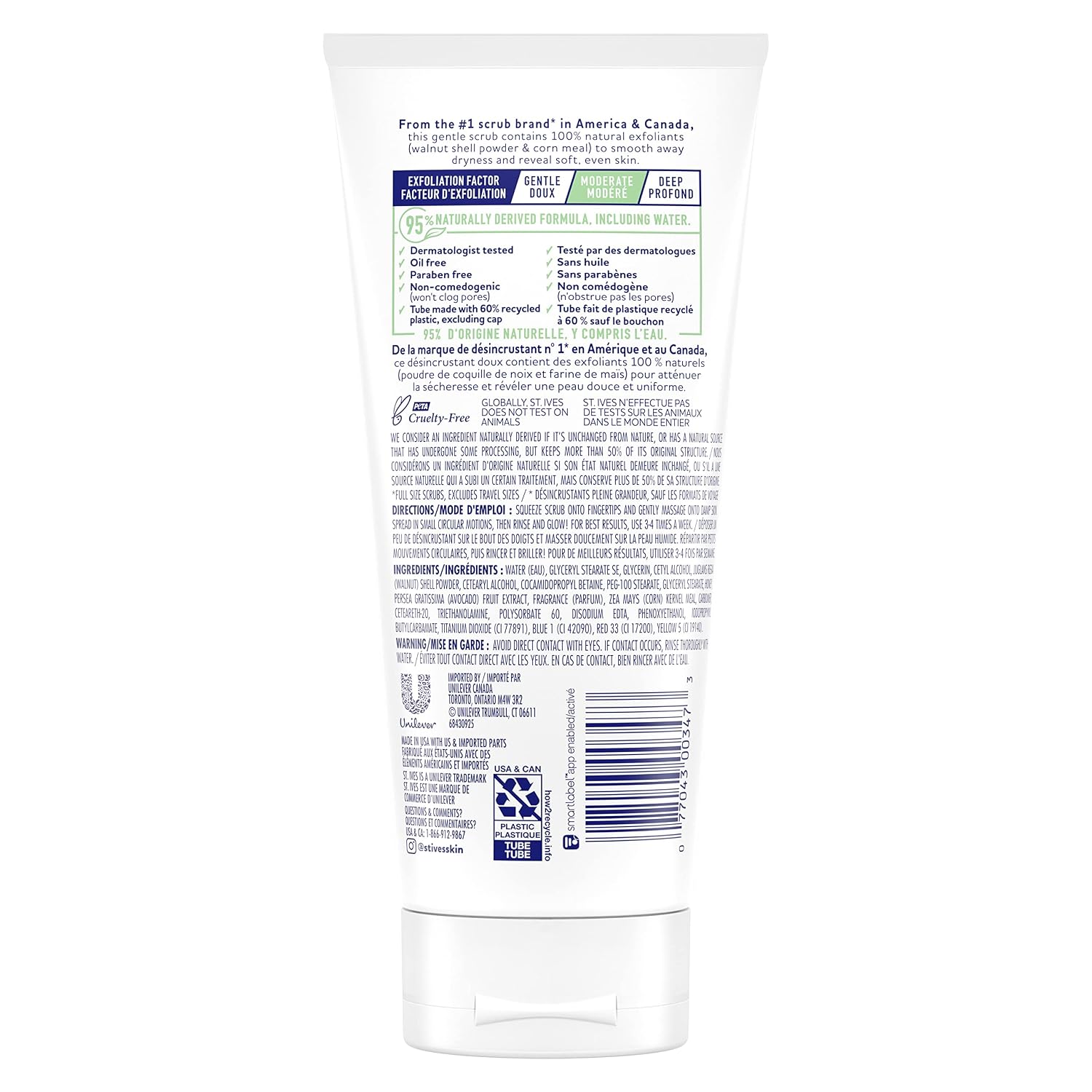 St. Ives Soft Skin Face Scrub Moderate Exoliation For Soft, Smooth Skin Avocado & Honey Dermatologist-Tested, PETA-Approved Skin Care, 100% Natural Exfoliants 6 oz 6 Count