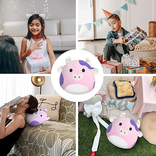 Miniatura 5 de Almohada de peluche de vaca de 12 pulgadas, lindo animal de peluche suave, regalo para cumpleaños, niñas, niños, día de San Valentín (vaca rosa)