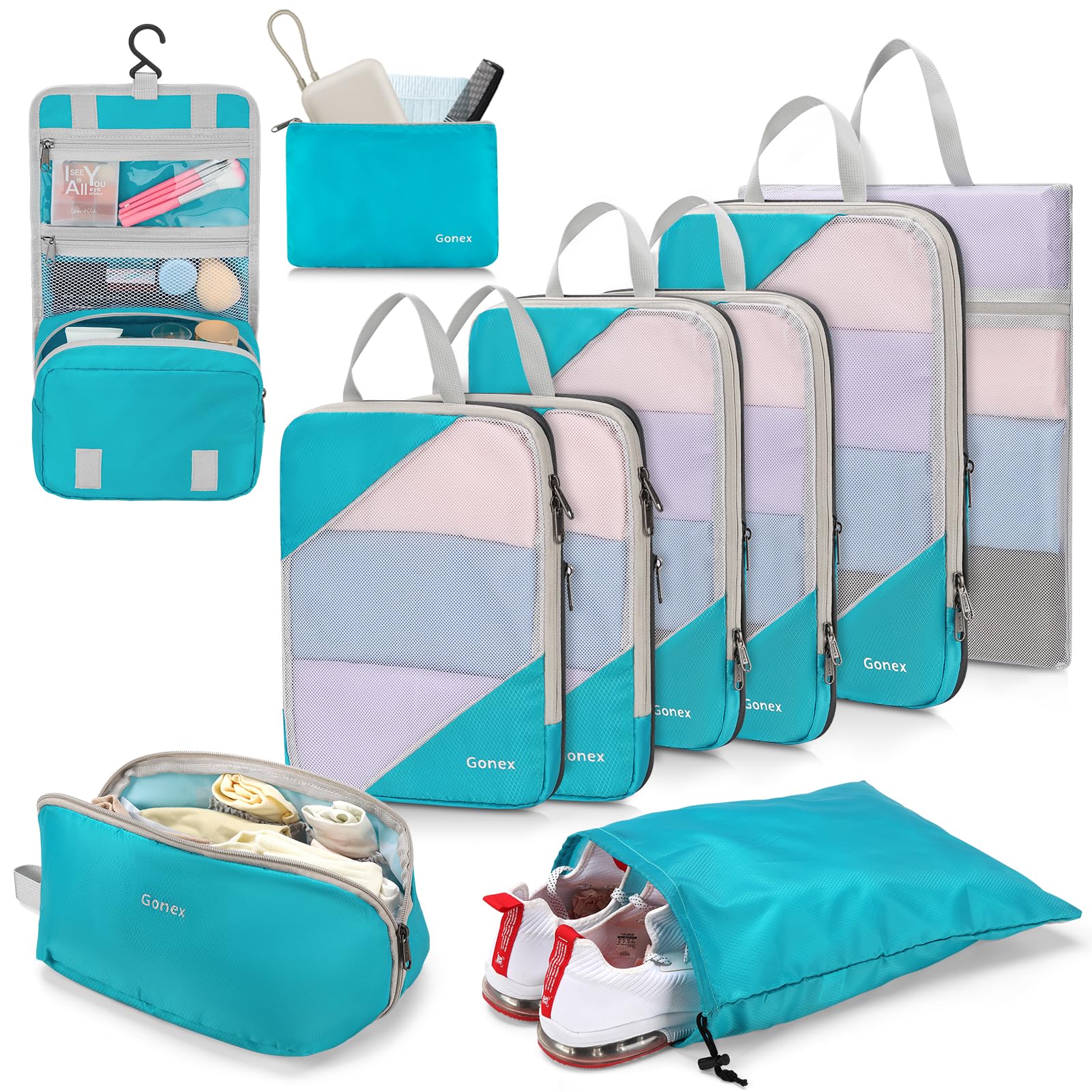 Compression Packing Cubes for Travel, Mesh Bags Luggage Organizers