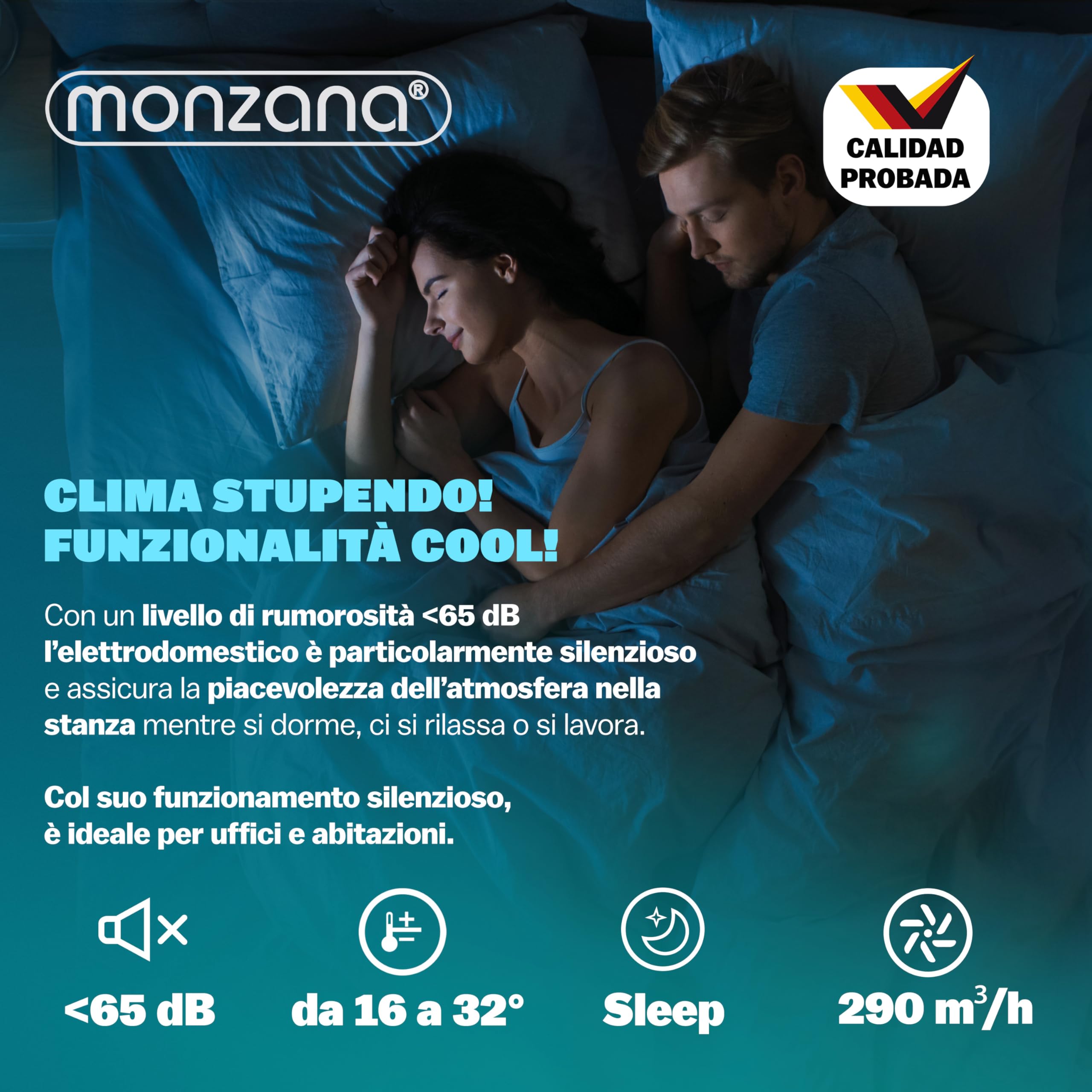MONZANA® Condizionatore d'Aria Mobile 7000BTU 3in1 750W Timer Telecomando Deumidificatore Climatizzatore Raffreddatore