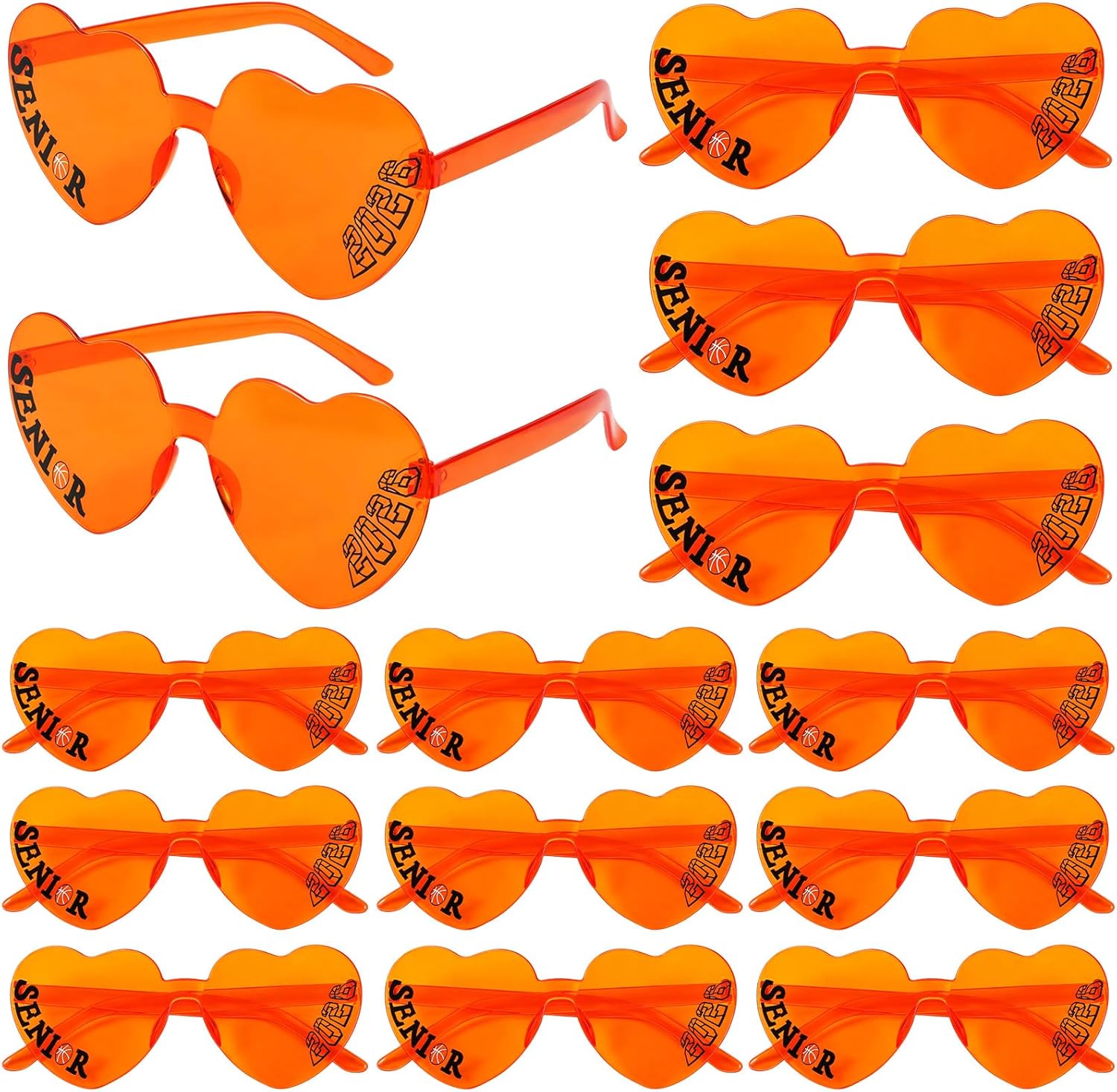 Kingdder 24 Pairs Glasses Senior 2026 Heart Shaped Sunglasses Photo Props Graduation Gift for Sports Team Gift Party Favor
