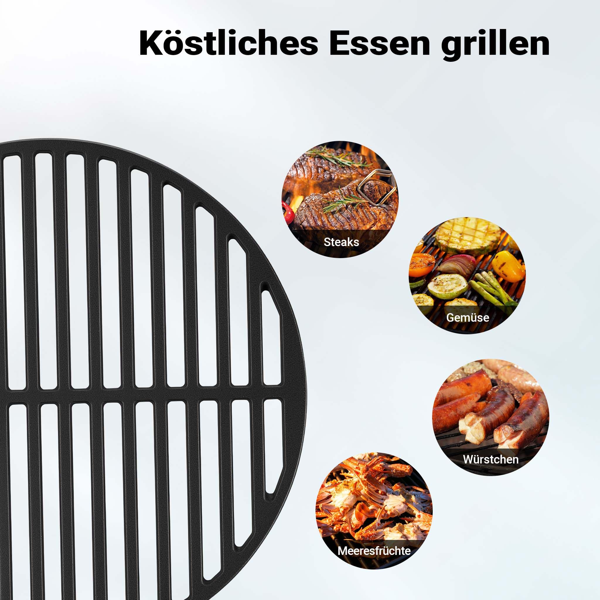 Wiltec Griglia rotonda in ghisa 54,5 cm per barbecue tondo a carbone e a gas