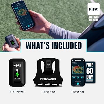 PitcheroGPS Soccer Tracker & Vest - Tracks 18 Key Performance Metrics - Includes 60 Days Subscription. Soccer Training Equipment for Performance & Fitness Tracking (Youth Large)