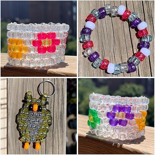 Miniatura 3 de Cuentas de pony (1200 cuentas de pony naranja con purpurina de 0.23 x 0.32 pulgadas), cuentas para hacer pulseras, collares, joyas, cuentas de pony