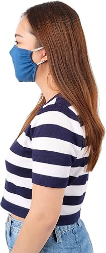 Miniatura 4 de LOFBAZ Paquete de 3 cubrebocas de tela de algodón para adultos, lavables, reutilizables, con bolsillos para filtro