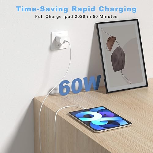 Miniatura 6 de Apple - Cable de carga USB C a USB C de 10 pies y 60 W paquete de 2 unidades cable de carga rápido largo para MacBook Pro2019201820172016iPad Air 45