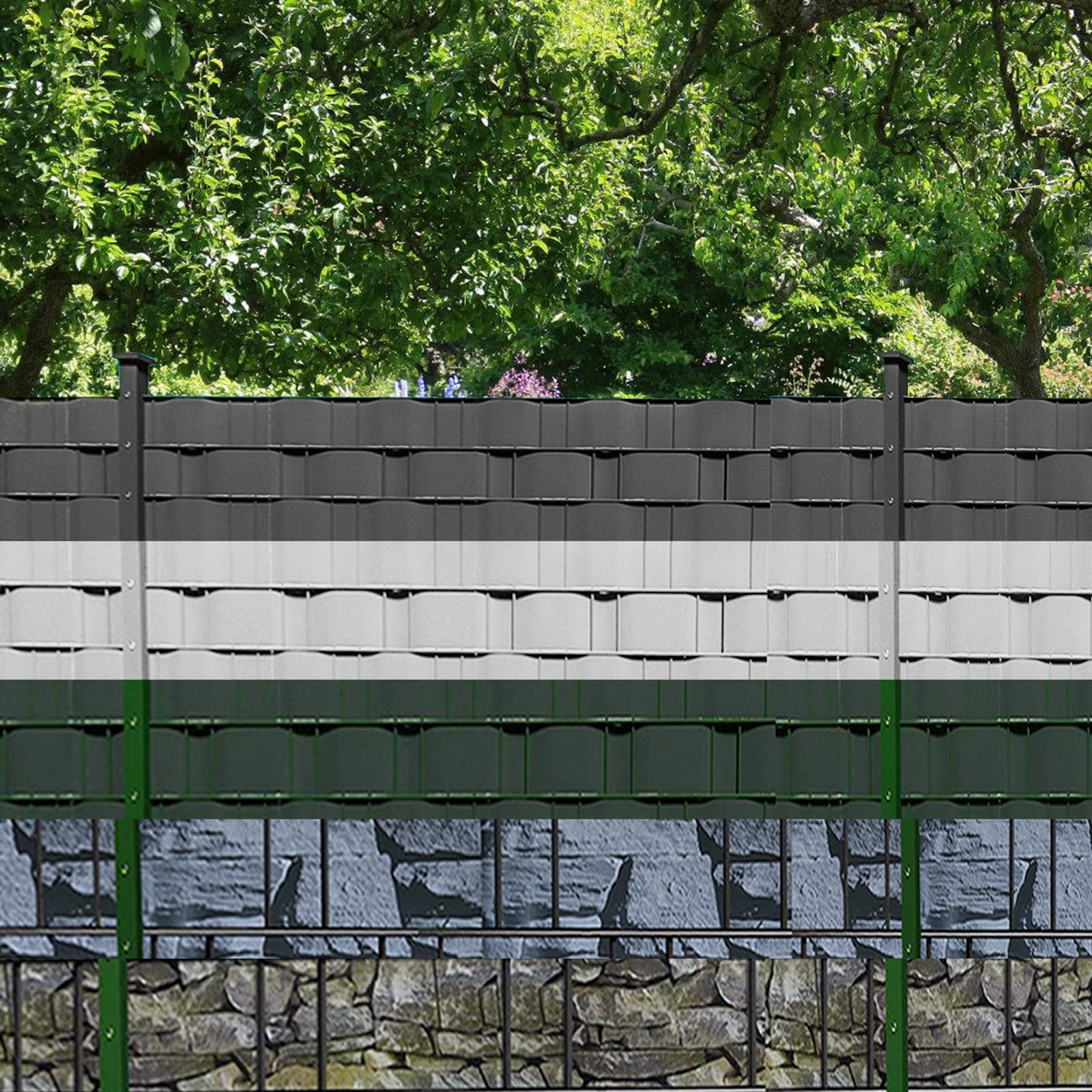 70 m x 19 cm - Bandes brise-vue en PVC pour double fil - 4 rouleaux de clôture - 60 clips de fixation - Bandes brise-vue - Clôture de jardin - Anthracite