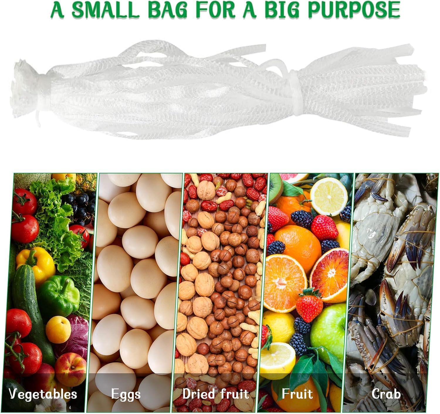 100Pcs 24’’ Reusable Mesh Produce Bags, Onion Fruits Net Bags and Seafood Boil Bag for Crab Clam Crawfish, Mesh Storage Bag for Grocery Shopping Storage of Fruits Vegetable Seafood & Garden Produce thumbnail