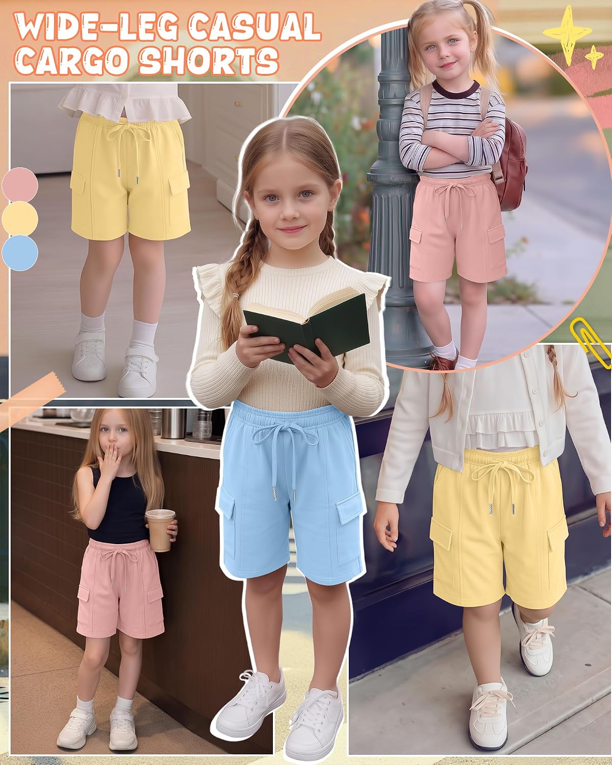 3 Pack Girls' Cargo Shorts