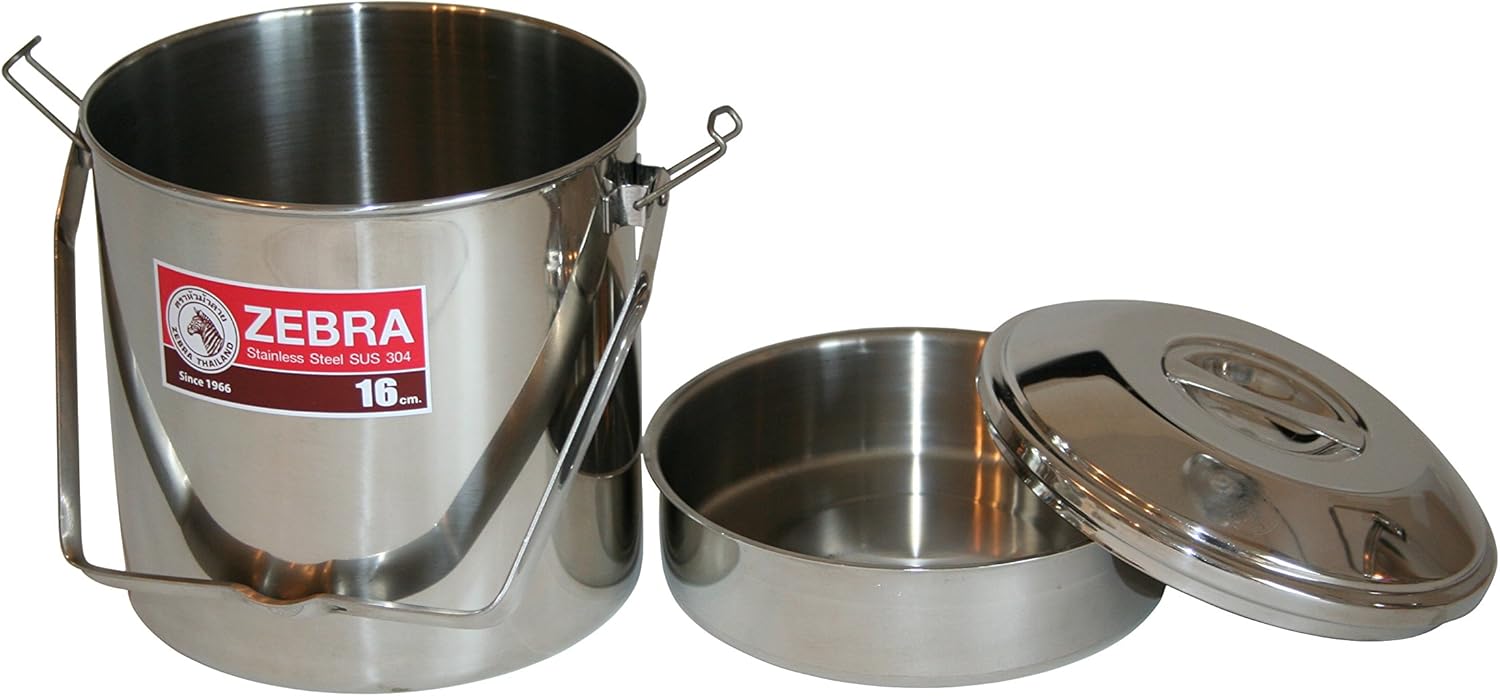 Firebox Locking Bail Handle Camping Pot, Billy Can Bushcraft Kit - Zebra Loop Handle Pot SS Handle Clips (Installed)