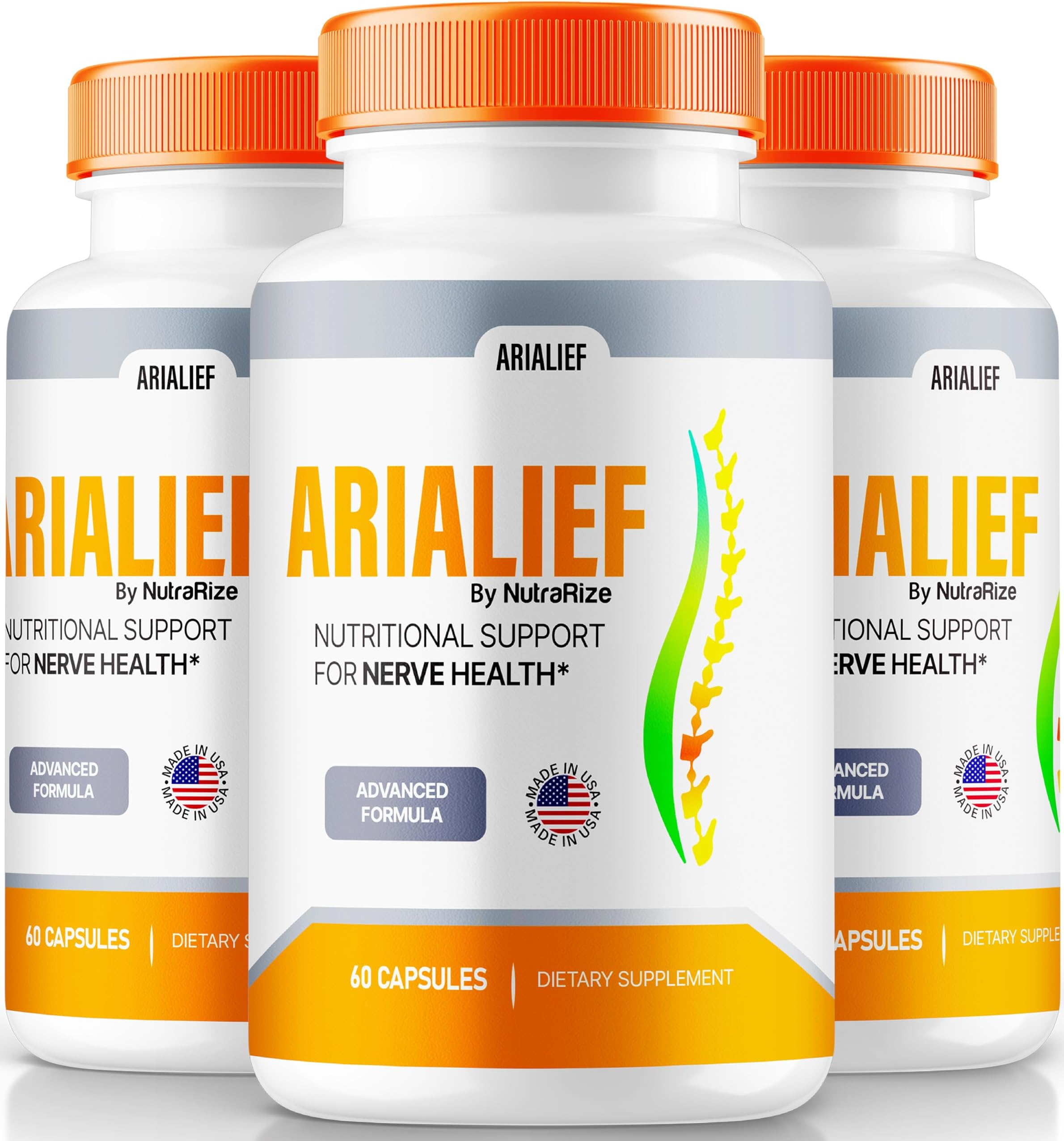 (3 Pack) Arialief Capsules, Official Nutritional Support for Nerve Health, All Natural Arialief Vitamins for Healthy Nerves, Premium Arialief Pills, Aria LIEF Pastillas Review (180 Capsules)