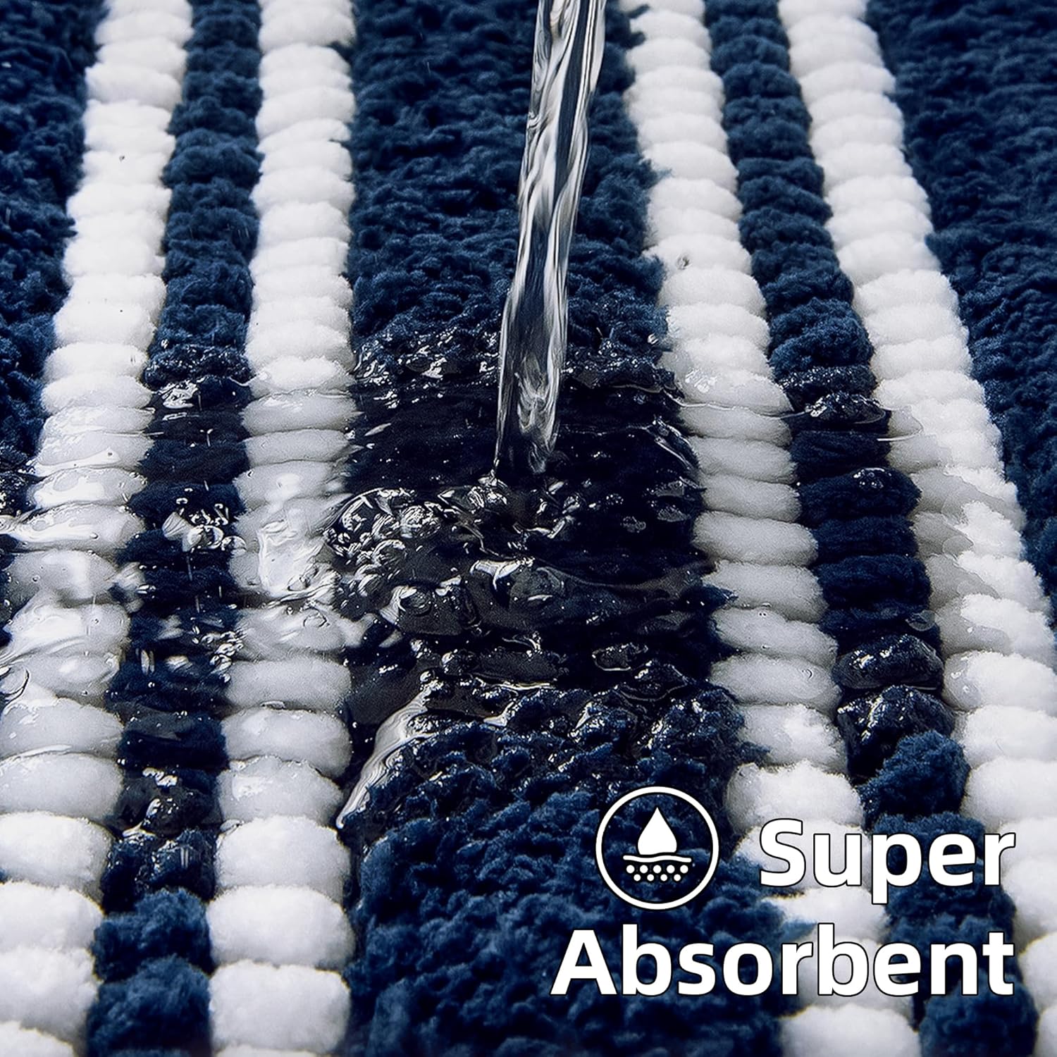 Arenarug Bathroom Rugs 24x36 Extra Soft Absorbent Bath Mat Chenille Non Slip Shower Mat Rubber Backing Machine Washable Bath Mats for Bathroom Shaggy Blue Bath Rugs for Tub, Hallway