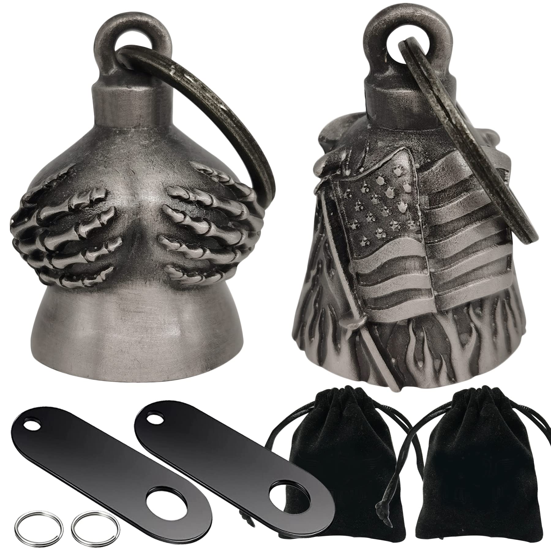 Dream Apparel 2 Pack Motorcycle Bells Guardian Angel for Biker Rider Men Women Ride Riding with Hangers, Drive Away Gremlins