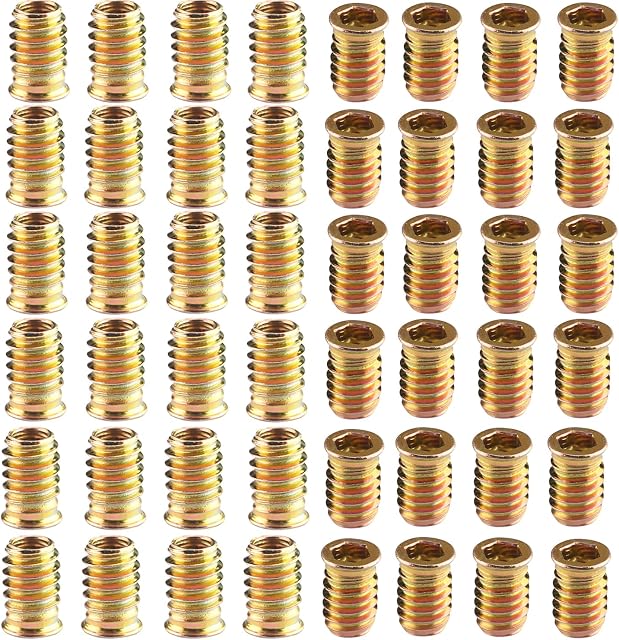 Wood Furniture M8x15/M8x20/M8x25mm Threaded Insert Nuts Interface Hex Socket Drive 50pcs (M8*20)